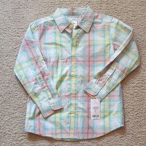 Pastel Kids Plaid Button-Up Shirt